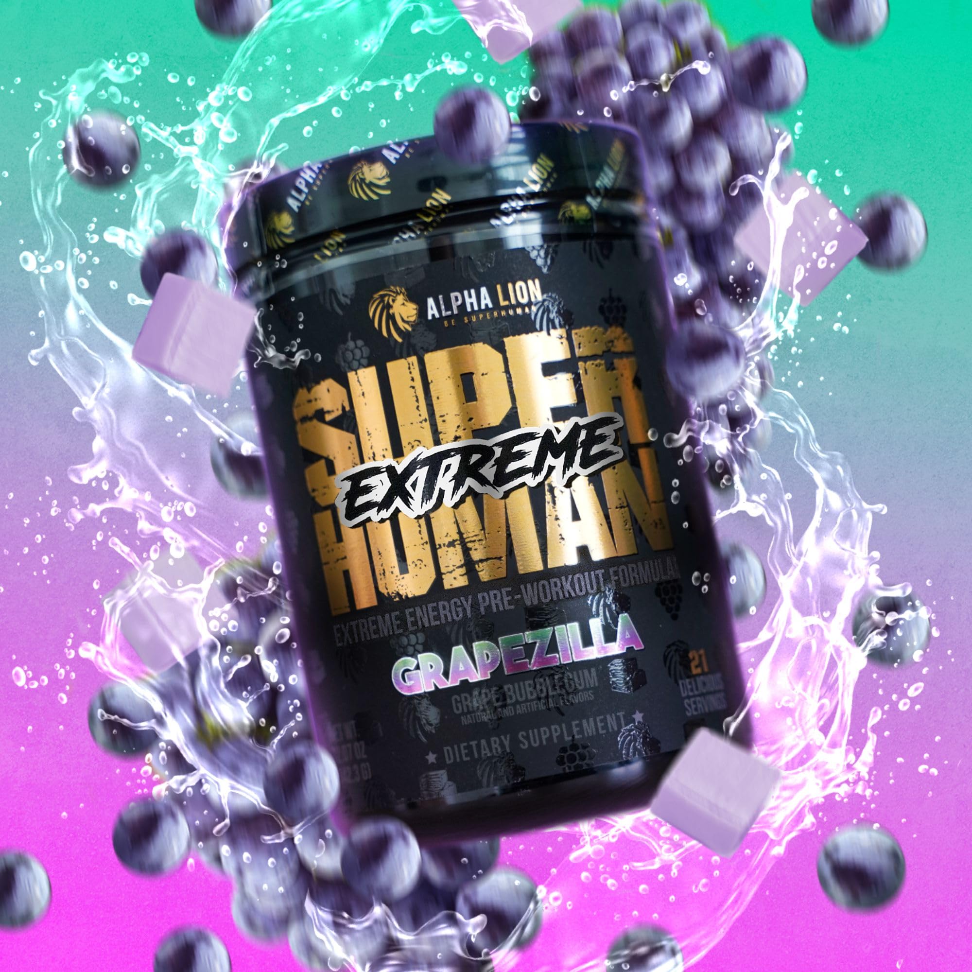 ALPHA LION Superhuman Extreme ingredients graphic highlighting key actives.