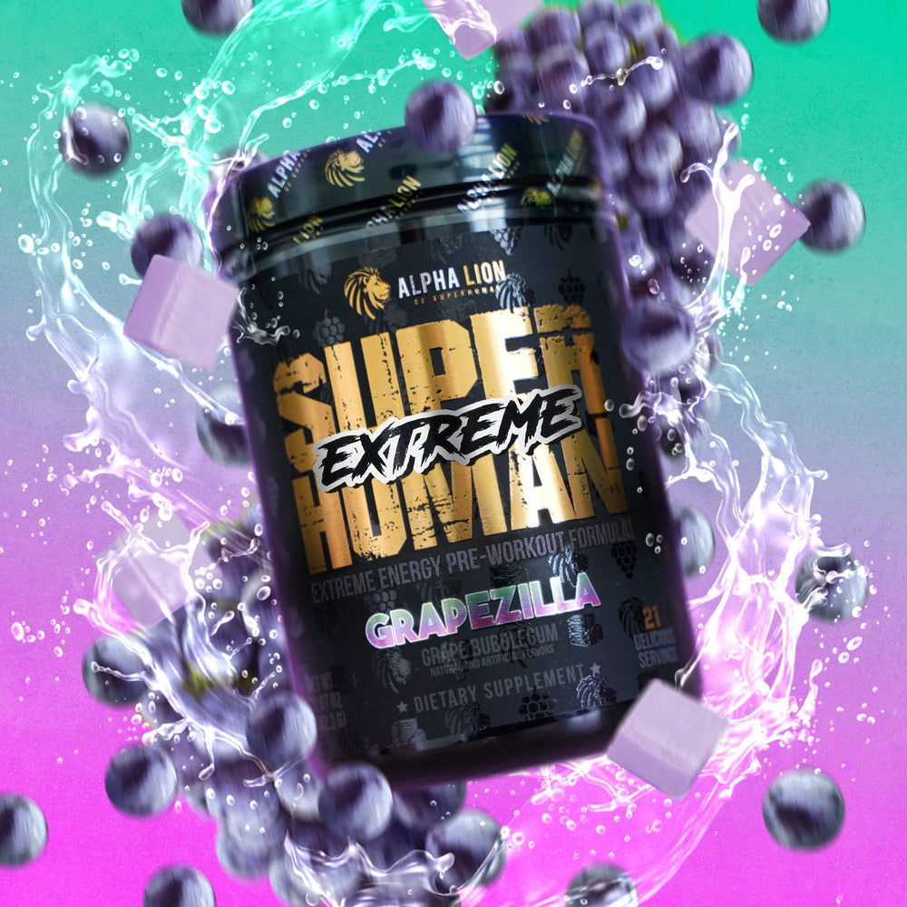 ALPHA LION Superhuman Extreme ingredients graphic highlighting key actives.