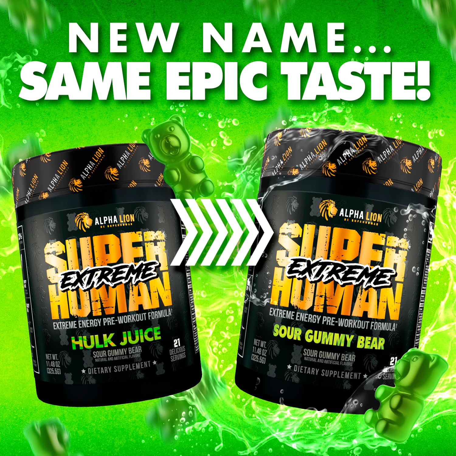 ALPHA LION Superhuman Extreme label close-up shows transparent ingredients.
