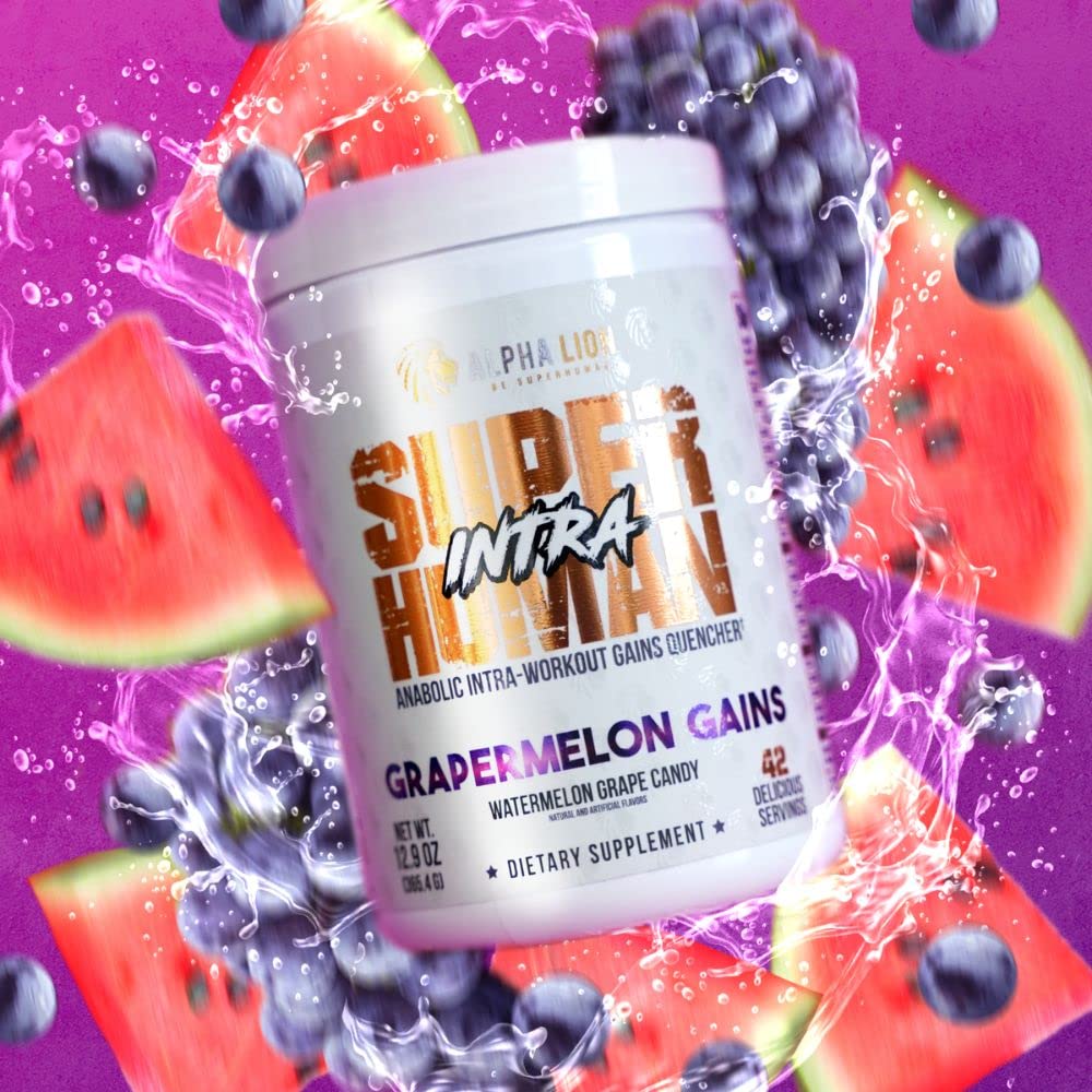 ALPHA LION Superhuman Intra canister with scoop ready to mix before workouts