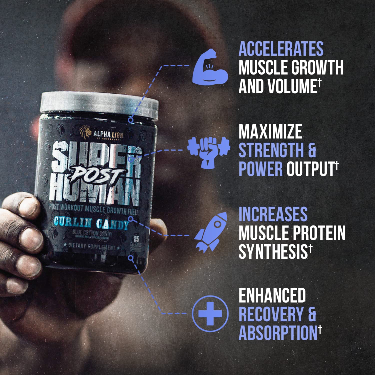 ALPHA LION Superhuman Post Curlin Candy scoop for easy serving after training.