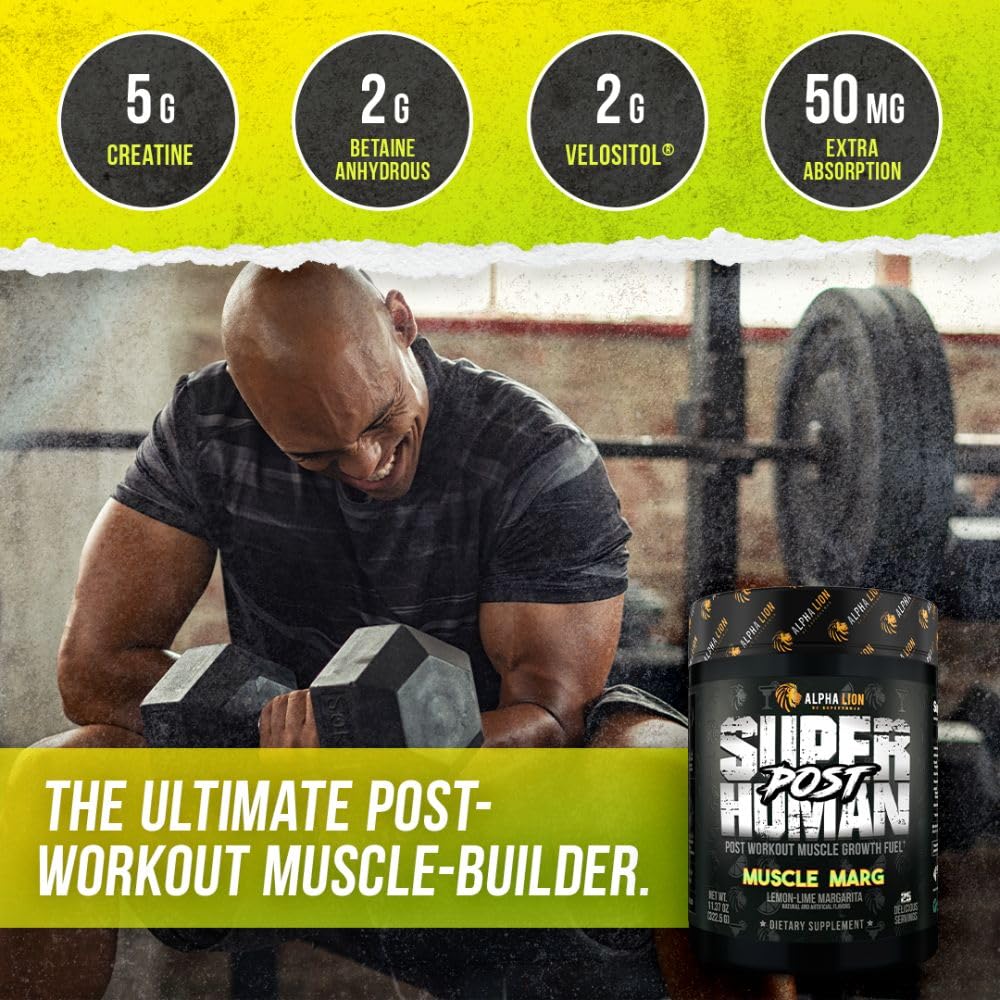 Alpha Lion Superhuman Post scoop dispensing the formula for potent post-workout fuel.
