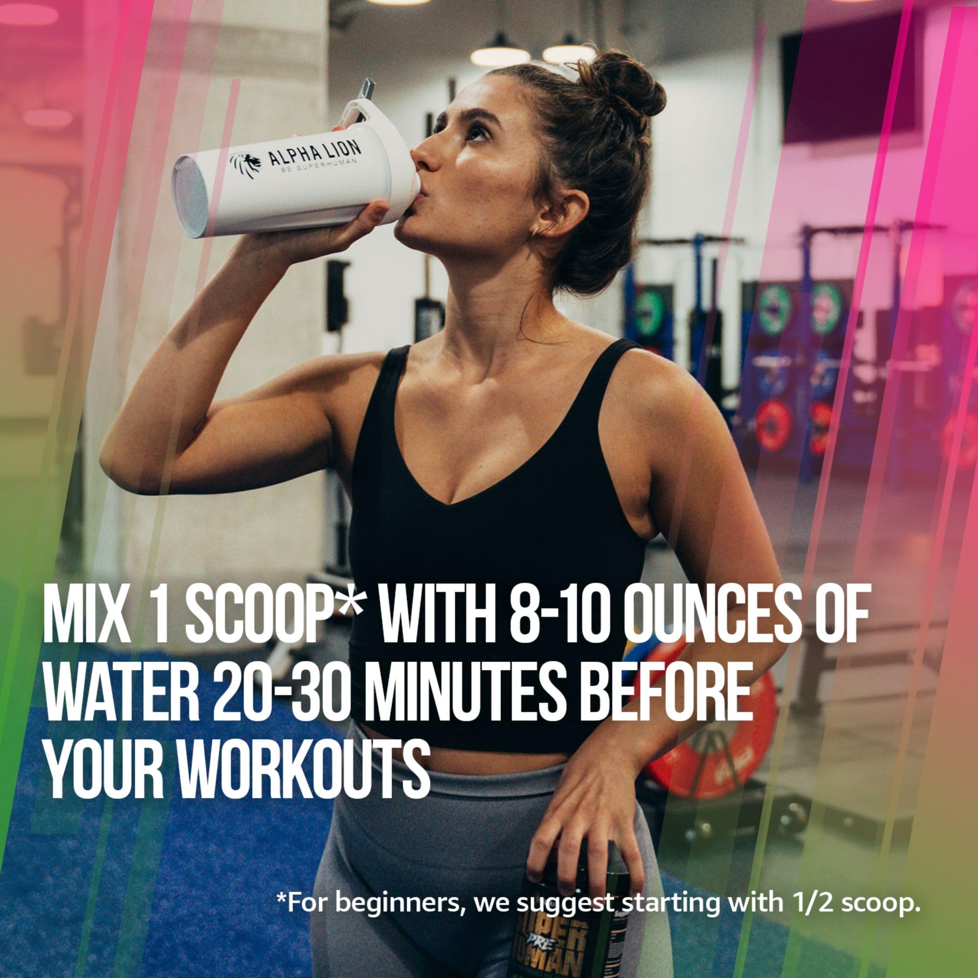 ALPHA LION Superhuman Pre-Workout dissolve demonstrates quick mixability.