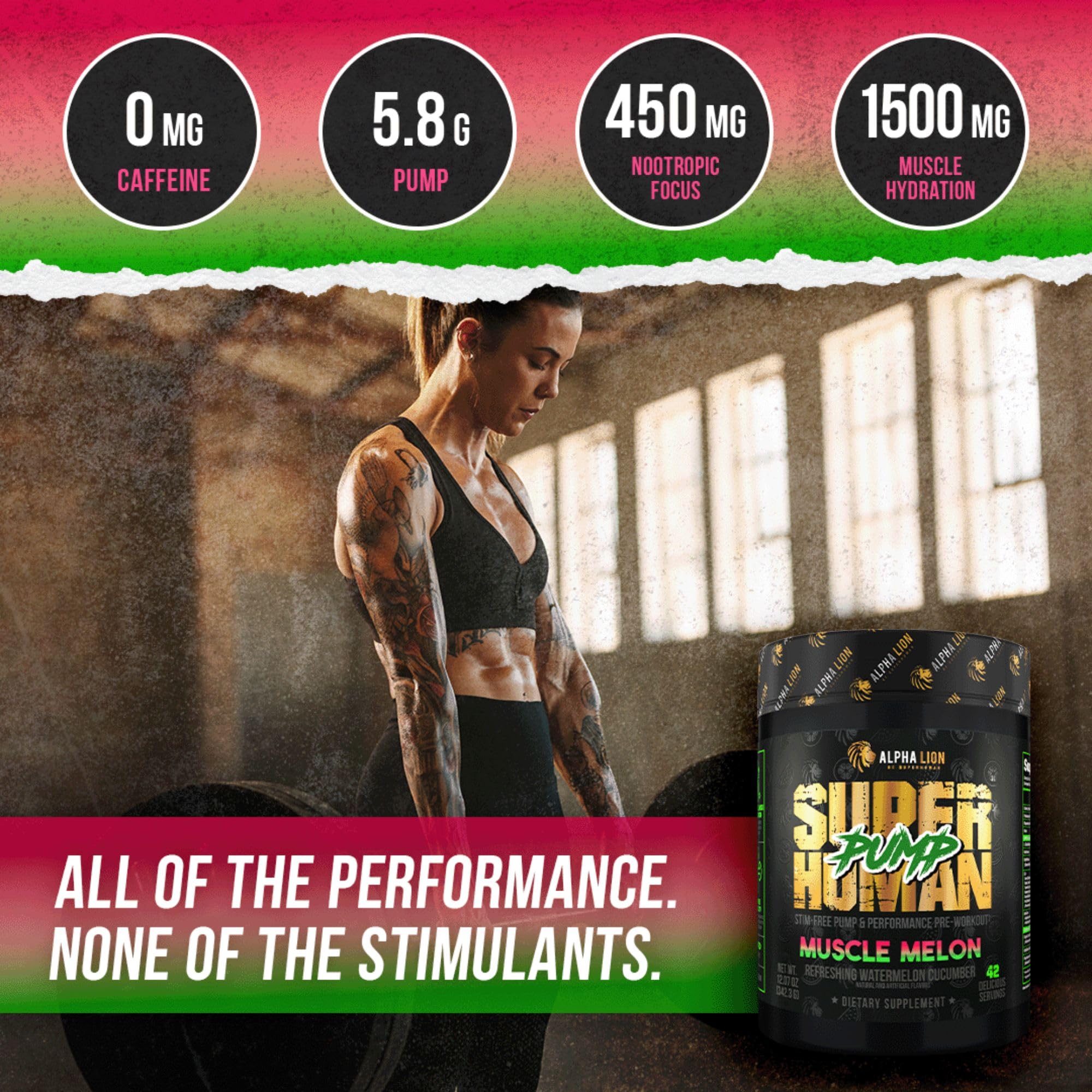 ALPHA LION Superhuman Pump mixed drink highlights quick hydration and vascularity.