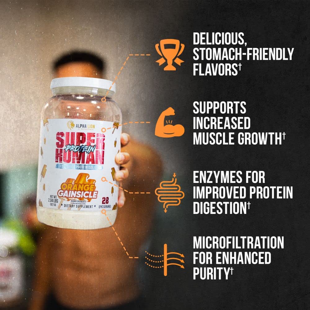 ALPHA LION Superhuman Whey Orange Gainsicle scoop for easy protein dosing