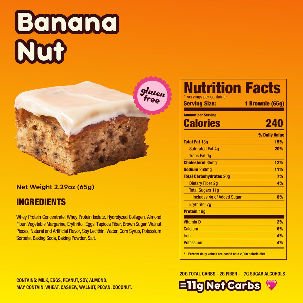Alpha Prime Prime Bites Banana Nut Brownie box shows a convenient 12-bar multi-pack.
