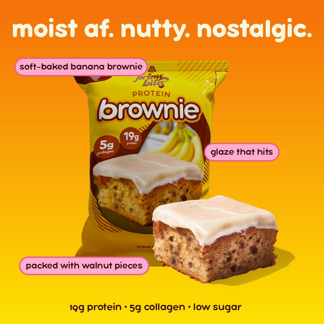 Alpha Prime Prime Bites Banana Nut Brownie on-the-go shelf ready to refuel.