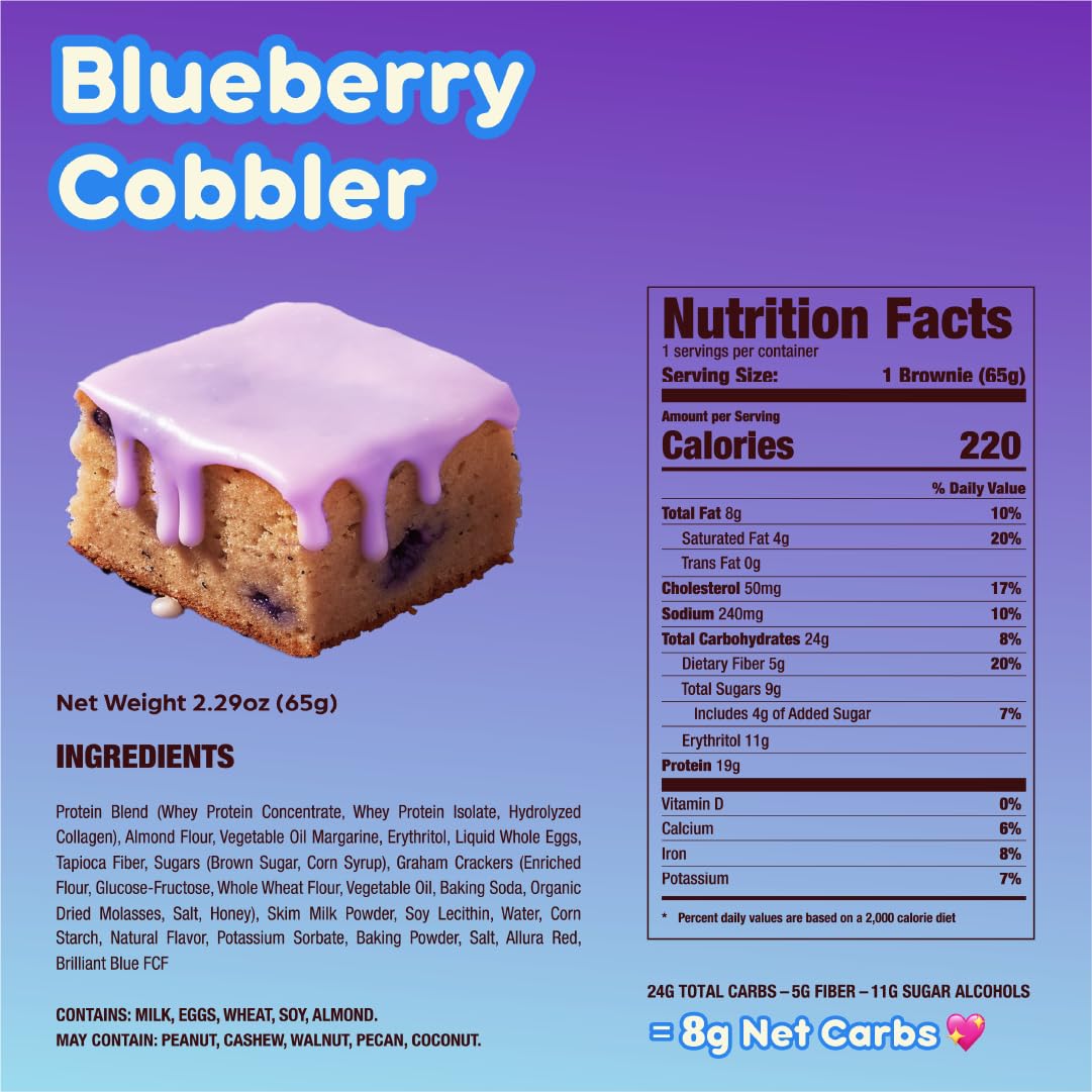 Alpha Prime Prime Bites Blueberry Cobbler bar close-up highlighting protein.