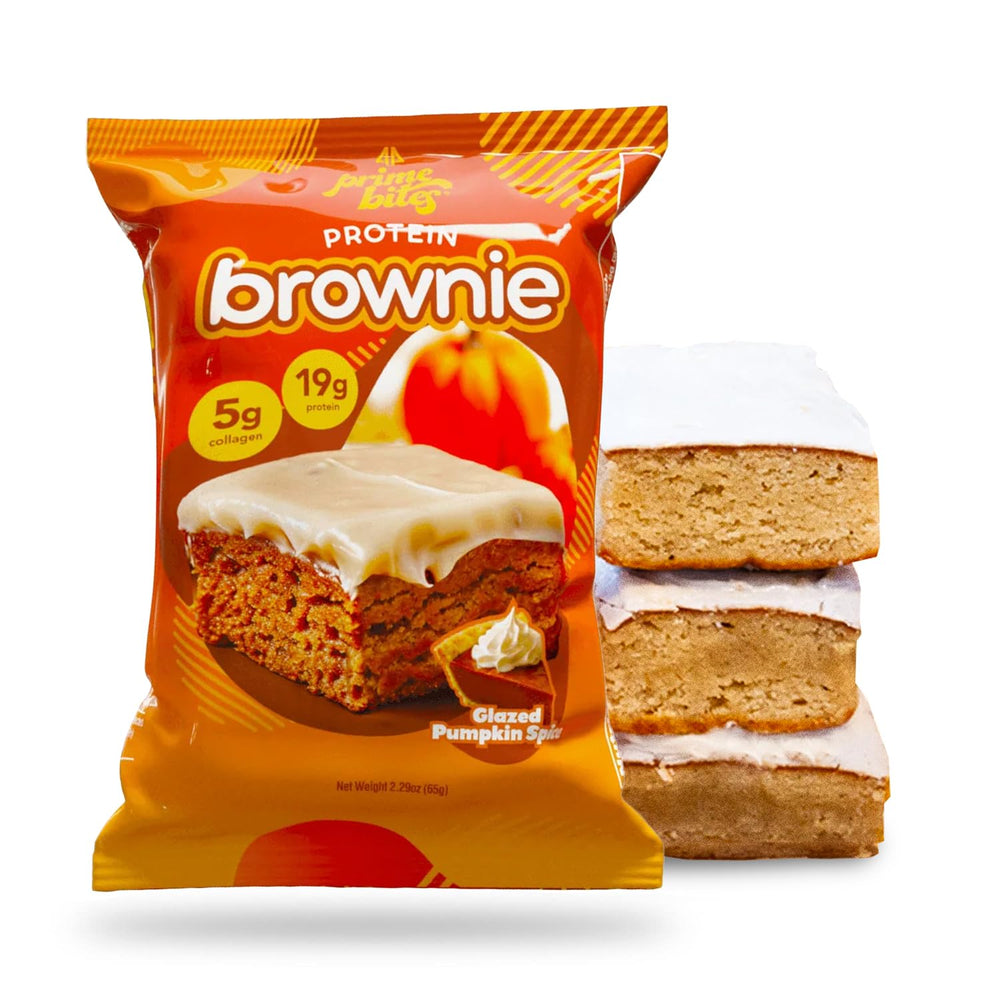 Alpha Prime Prime Bites Brownie glazed pumpkin spice, protein-rich snack for active days.