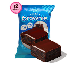 Alpha Prime Prime Bites Brownie in hand during workout, convenient protein boost.