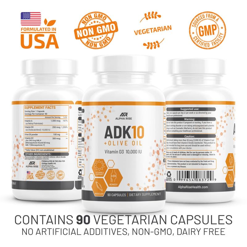 Alpha Rise ADK10 capsules in hand showing portable daily wellness.