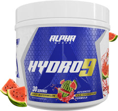 Alpha Supps Hydro 9 Aminos bottle highlighting EAAs for recovery