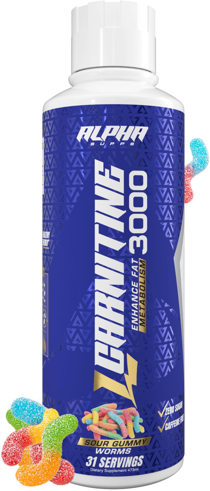 Alpha Supps L Carnitine Liquid 3000 bottle pour with serving cap