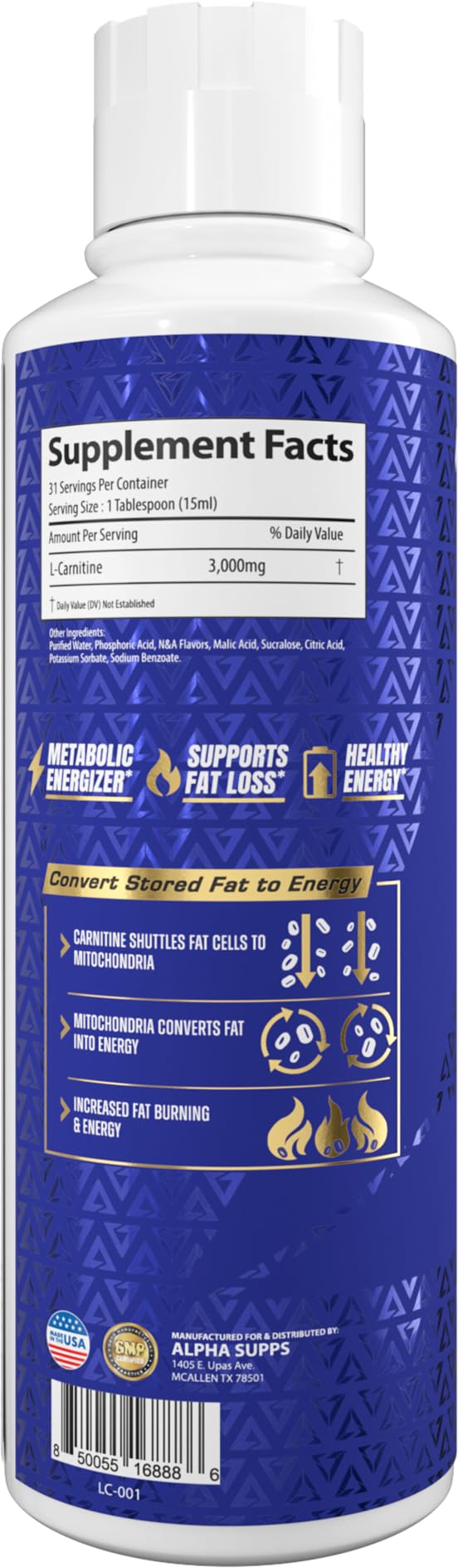 Cherry Lime Slush flavor Alpha Supps L Carnitine Liquid 3000 bottle