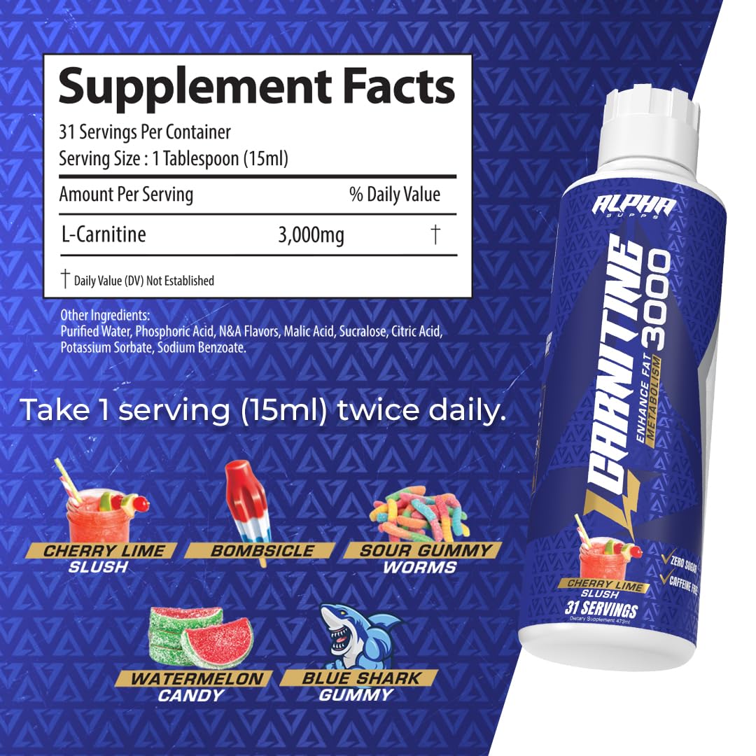 Close-up of Alpha Supps label showing 3000 mg per tablespoon dosage
