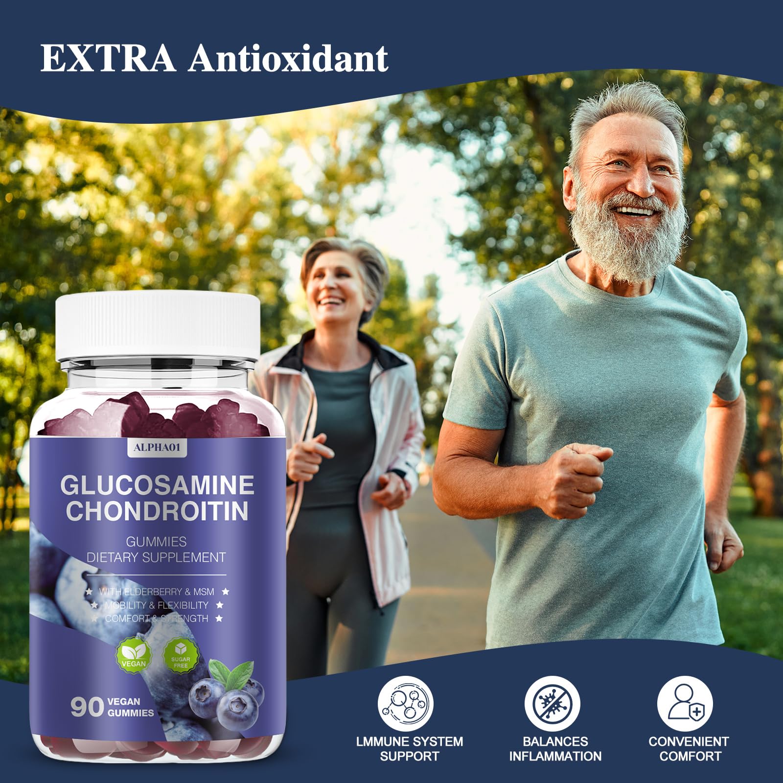 ALPHA01 Berry-flavored gummies inviting convenient daily use.