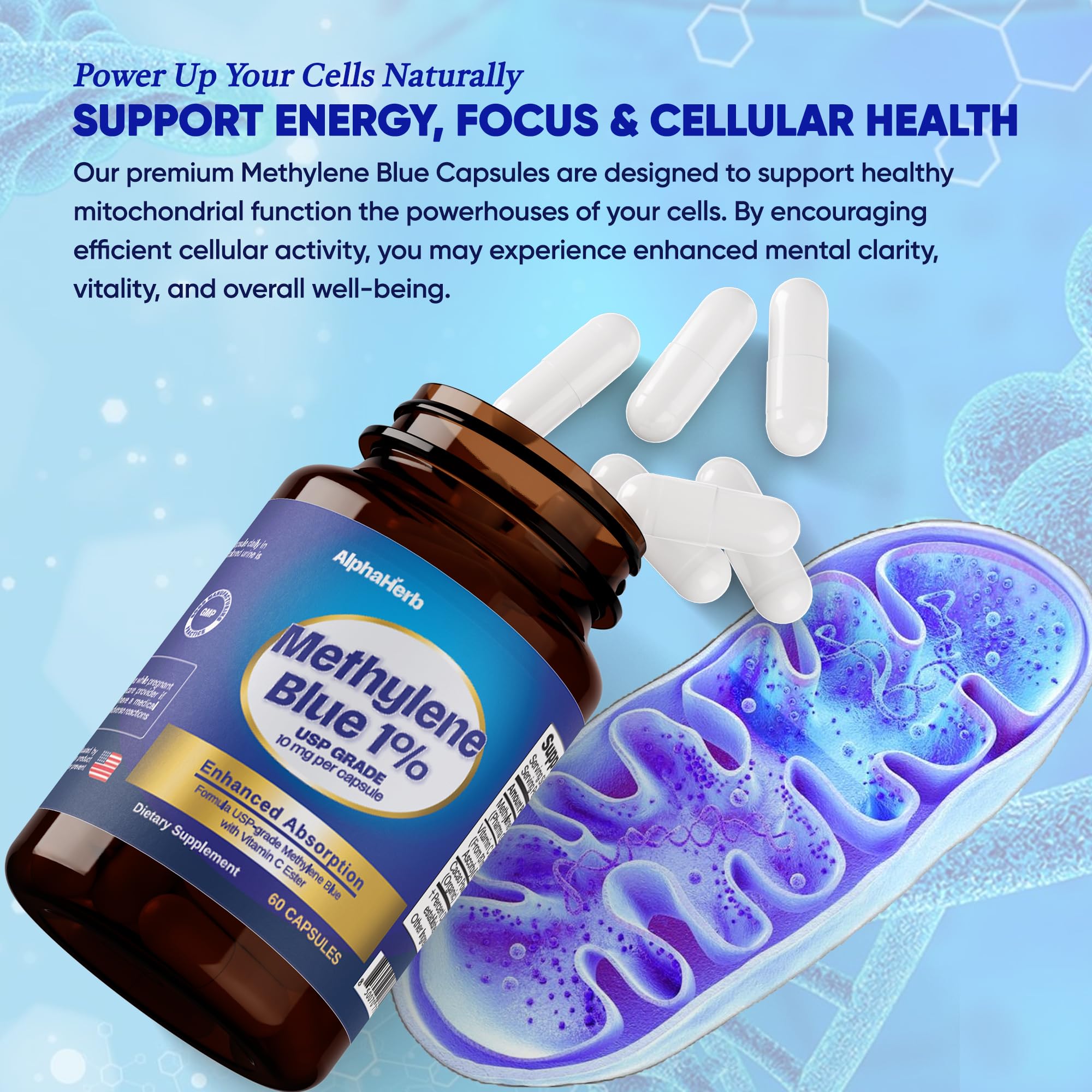 AlphaHerb capsules on a table ready for daily use
