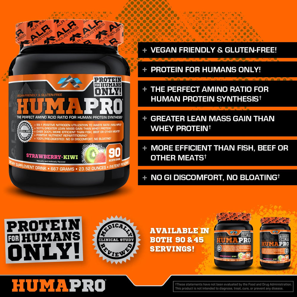 ALR Industries Humapro label close-up conveys gluten-free, dairy-free formula for allergen-friendly choices