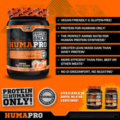 Label emphasizes zero gluten, dairy, soy, and sugar in Humapro.