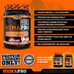 Humapro powder texture indicating ultra-concentrated amino acids with low calories