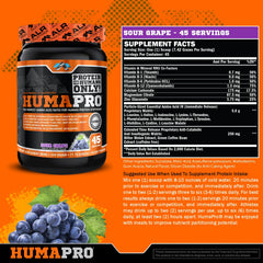 Humapro serving scoop graphic showing precise amino acid delivery for recovery.
