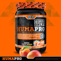 Compact Humapro tub highlighting vegan and gluten-free protein options.