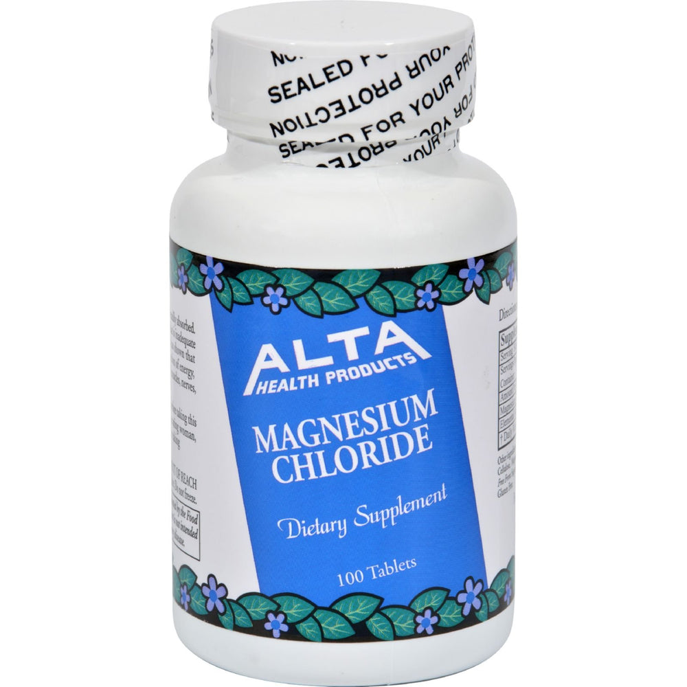 Alta Health Magnesium Chloride Tablets bottle showing easy-to-take supplement for daily energy support