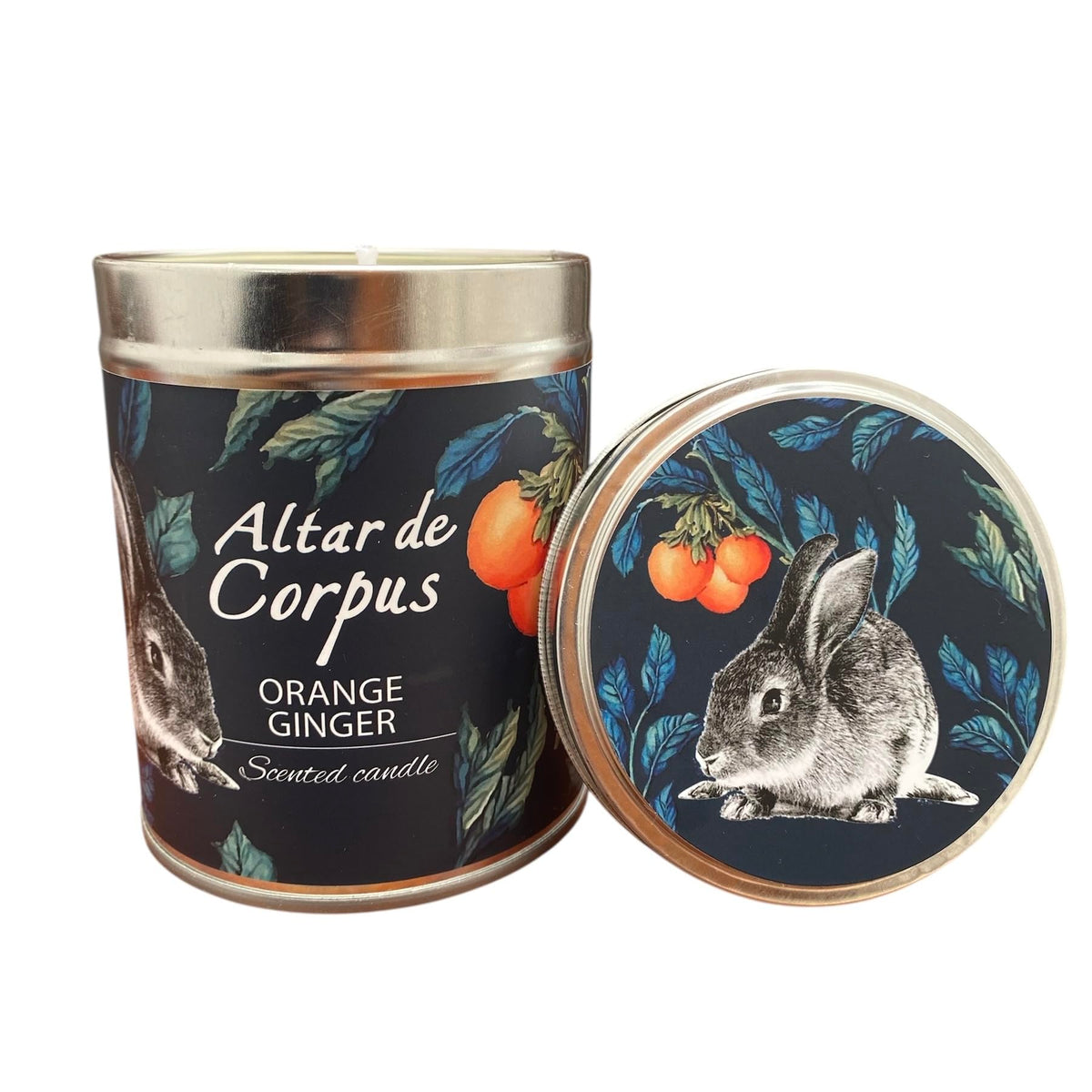 Altar de Corpus orange ginger candle tin delivers long-lasting fragrance for living spaces.