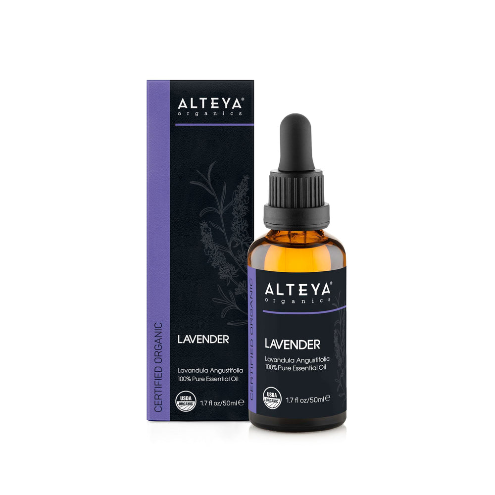 Alteya lavender oil dropper close-up showing purity for blends and skin care.