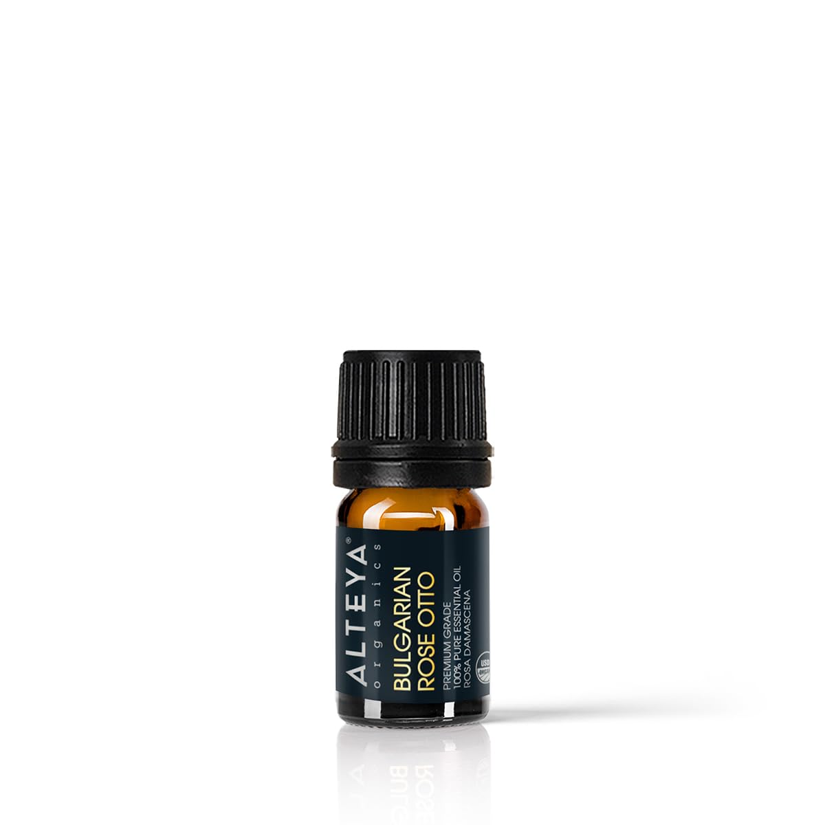 Alteya Organics Rose Essential Oil bottle, pure Bulgarian damascena, ideal for aromatherapy scents