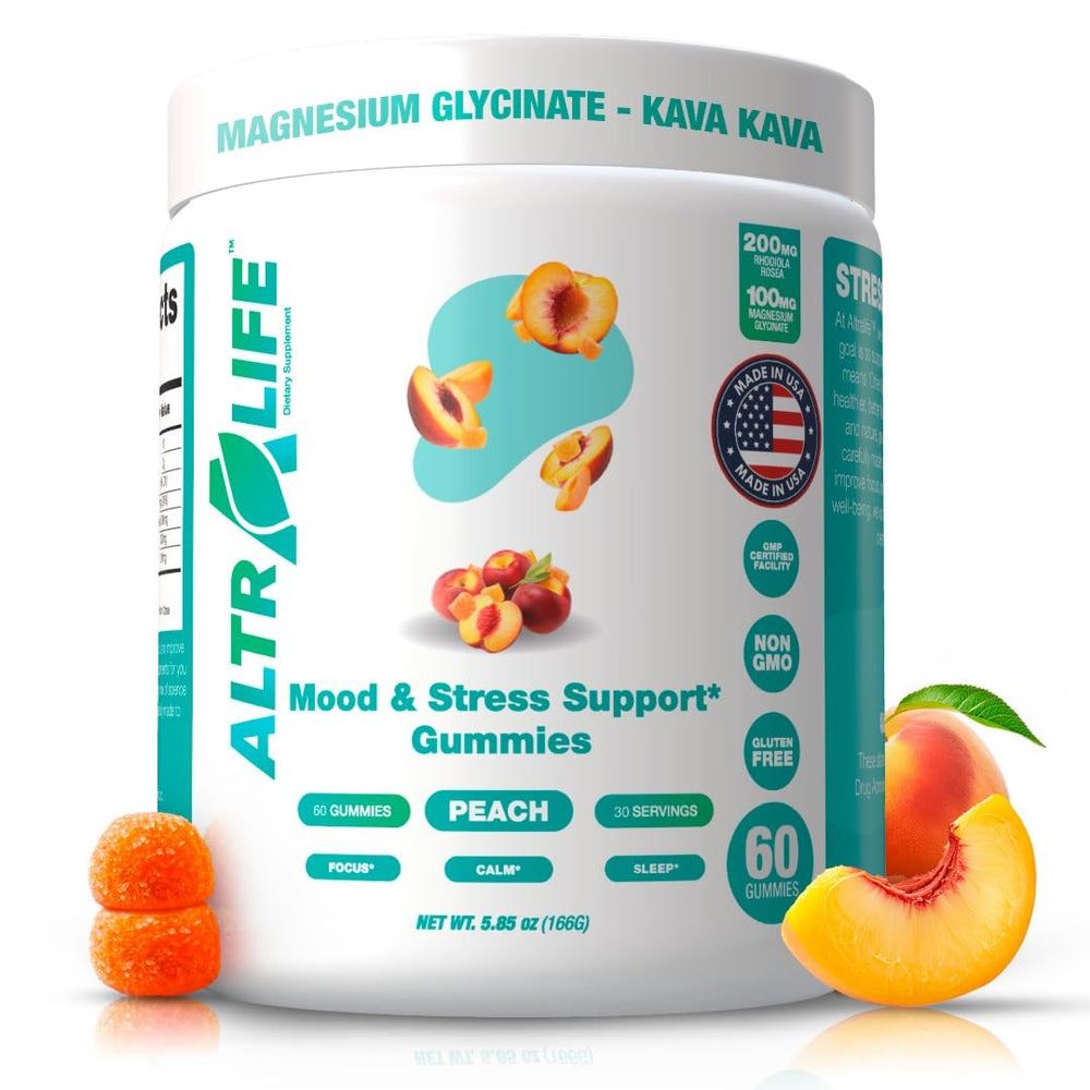 ALTRALIFE Kava Kava Gummies bottle front promoting stress relief and calmer mood.