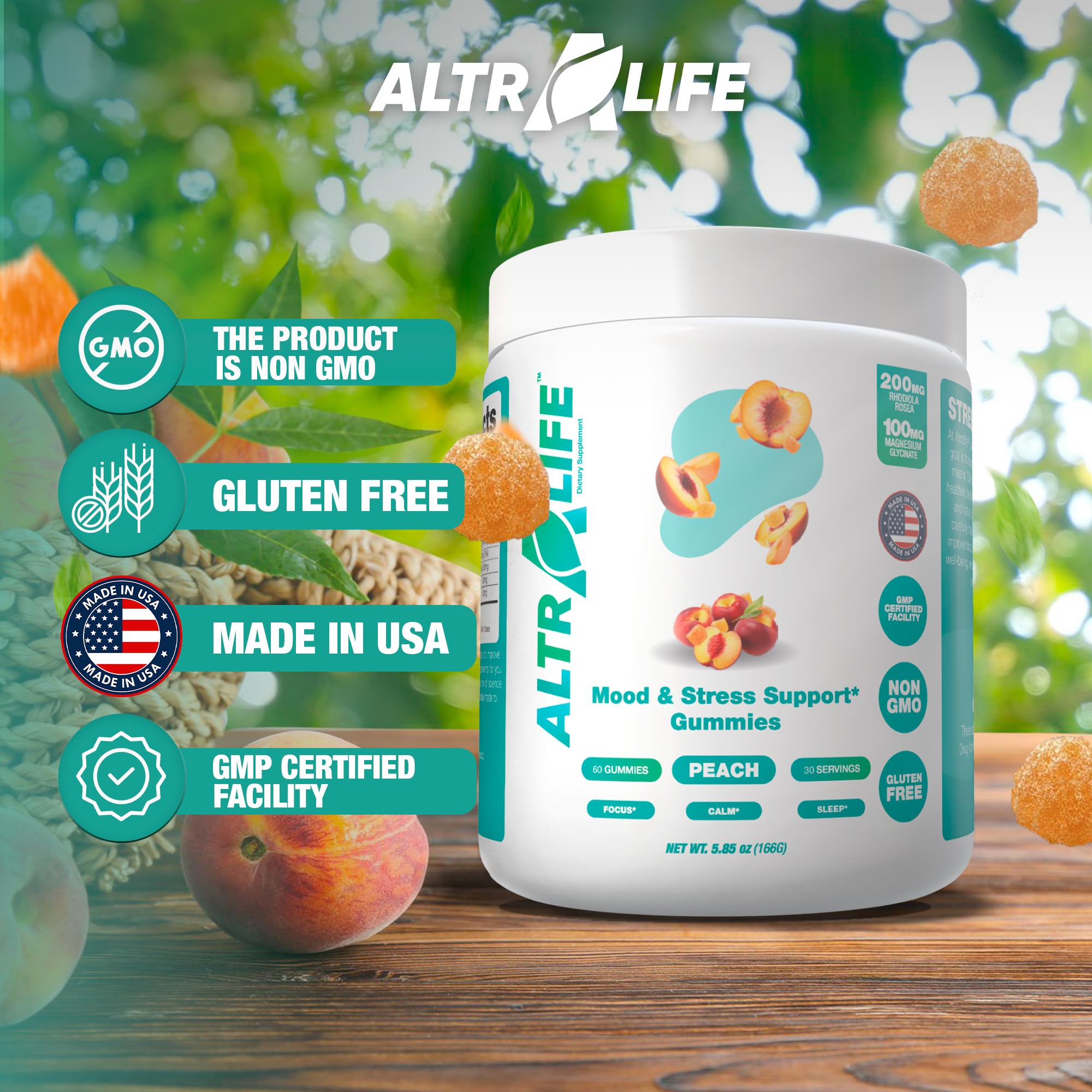 ALTRALIFE label highlights ingredients like Rhodiola and Holy Basil for balance.