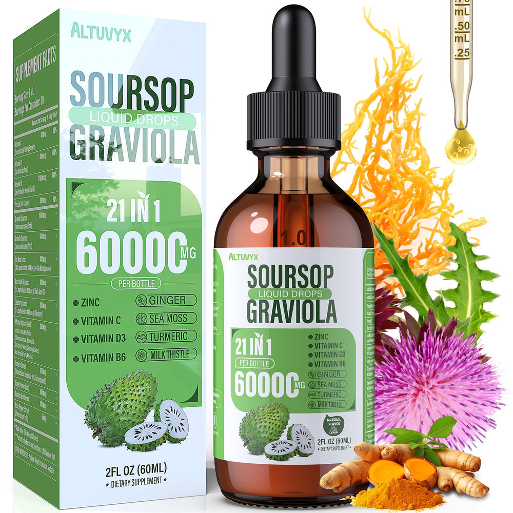 Altuvyx 21 in 1 soursop liquid bottle for easy daily dosing and wellness support.