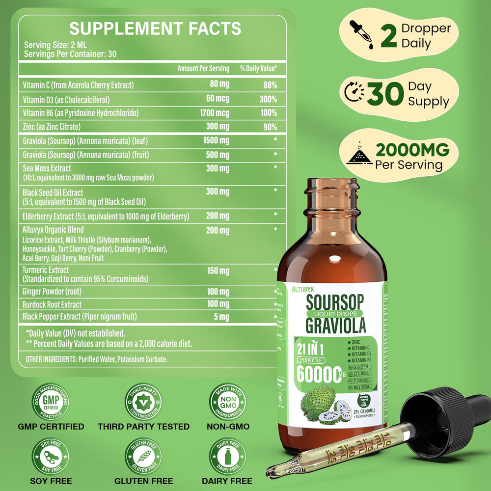 Altuvyx soursop drops blend into water for easy wellness rituals.