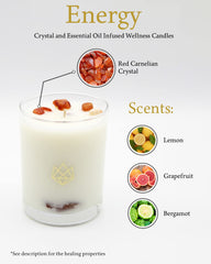 Coconut wax vegan candle ensures clean burn and responsible formulation.