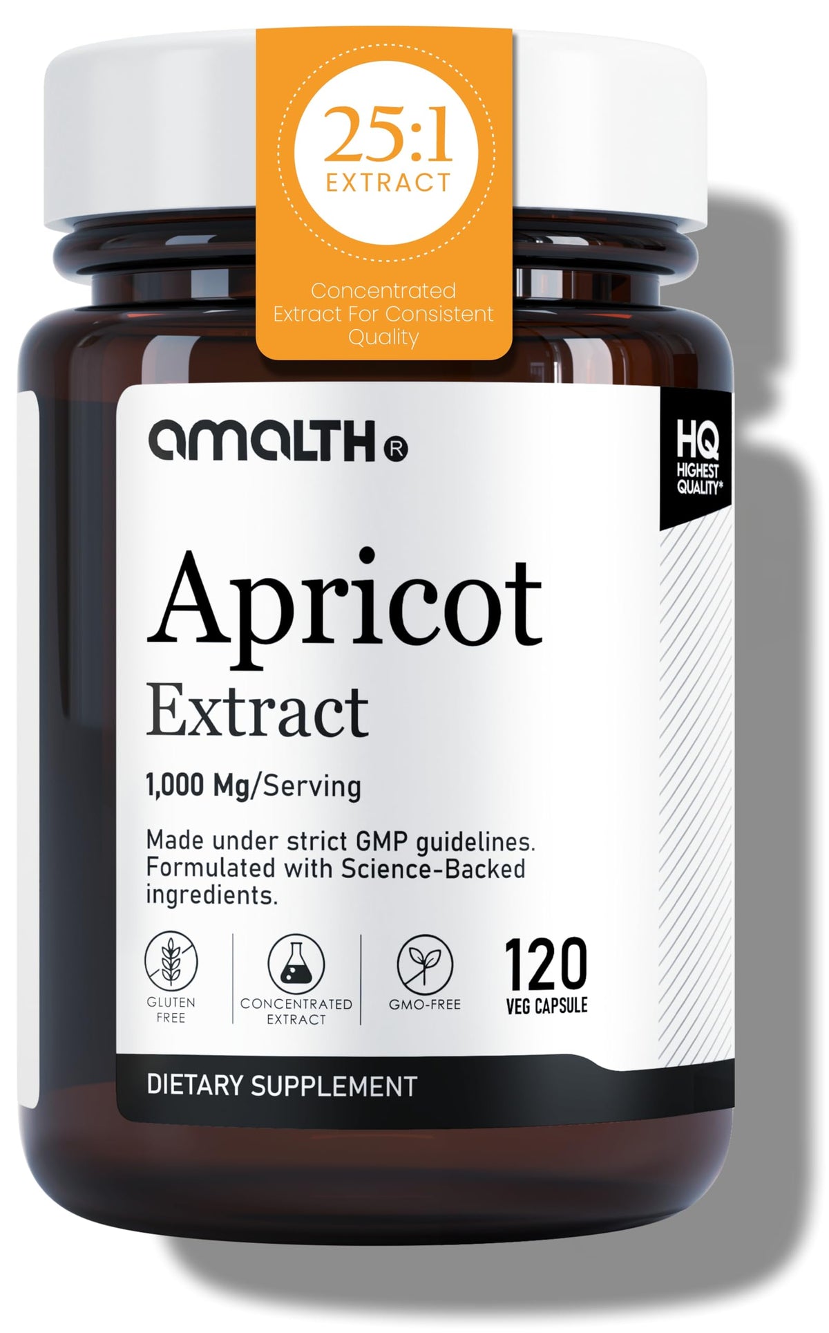 AMALTH Apricot Extract bottle showing the 60-day supply for daily wellness
