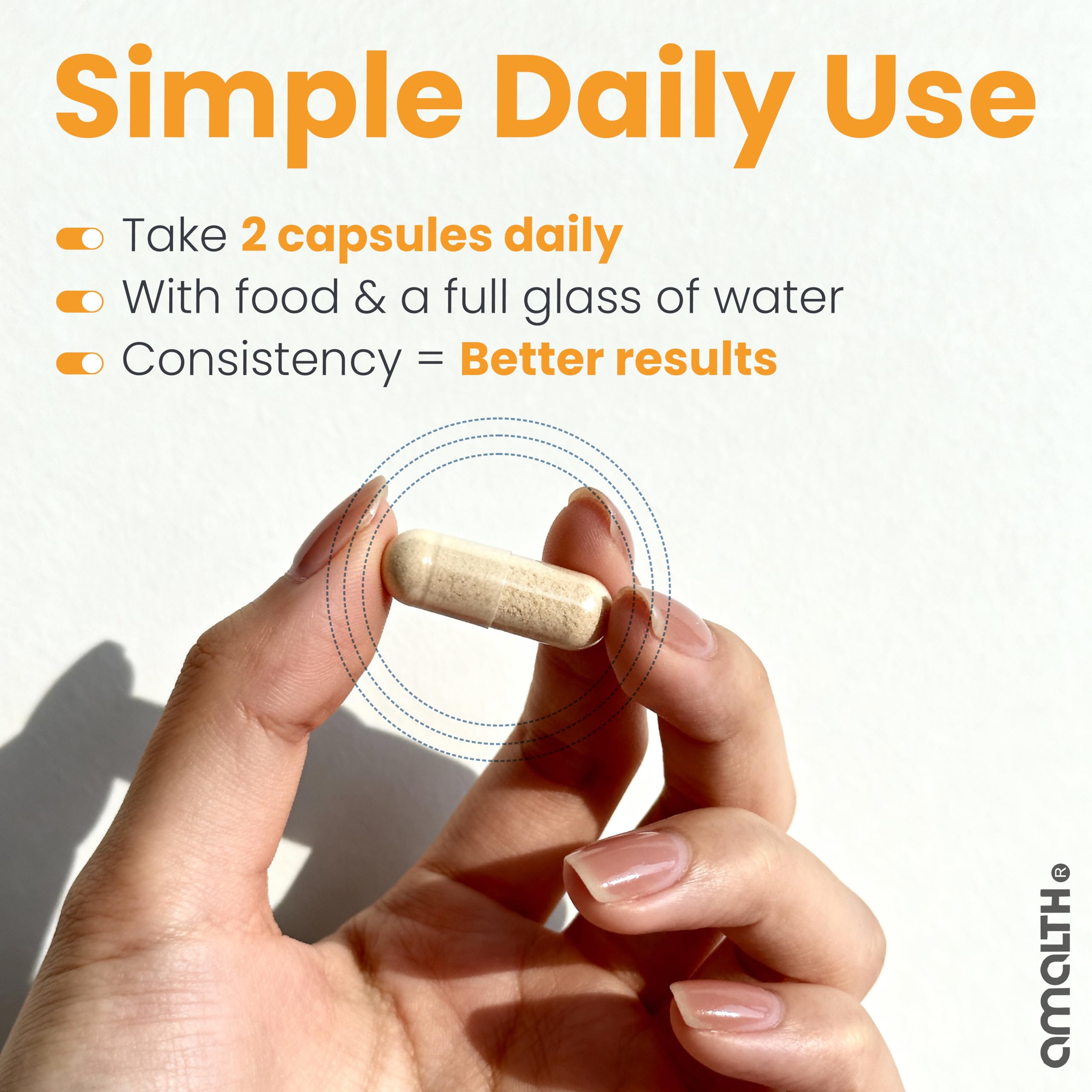 AMALTH Apricot Extract bottle pouring capsules for simple dosing