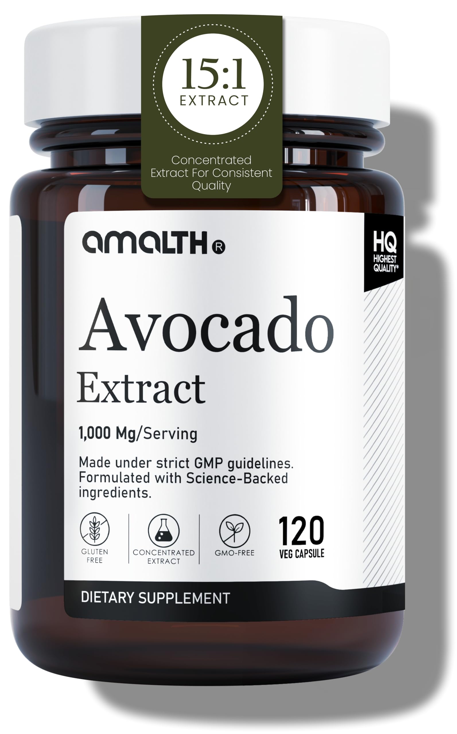 AMALTH Avocado supplement bottle close-up for joint support possibilities