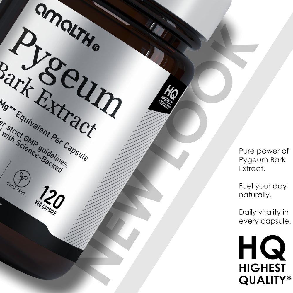 AMALTH Pygeum Bark Extract capsules ready for daily regimen.