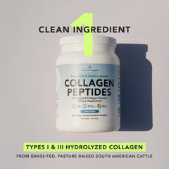 AMANDEAN Collagen label close-up shows unflavored formula and clean ingredients