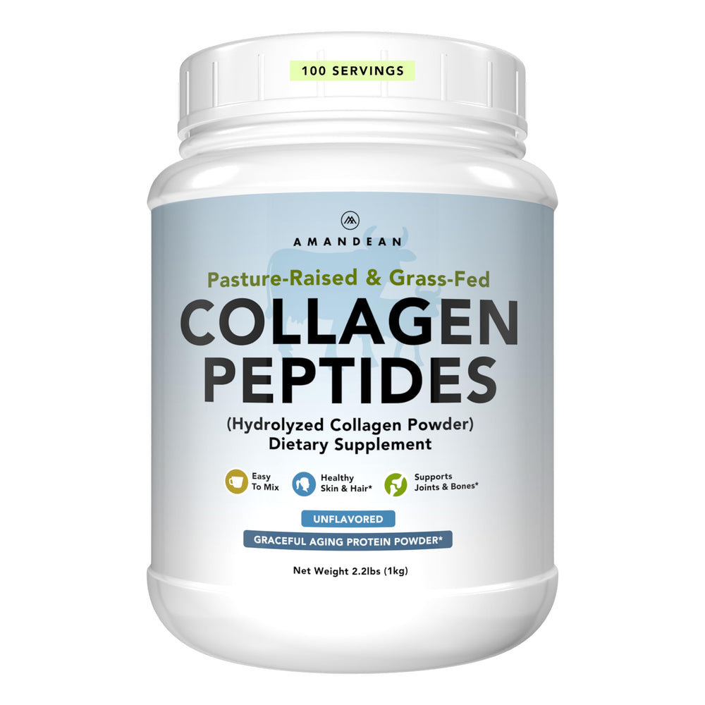 AMANDEAN collagen powder 1kg bag with smooth mix in hot or cold drinks