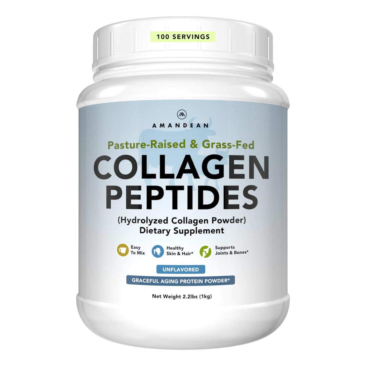 AMANDEAN collagen powder 1kg bag with smooth mix in hot or cold drinks