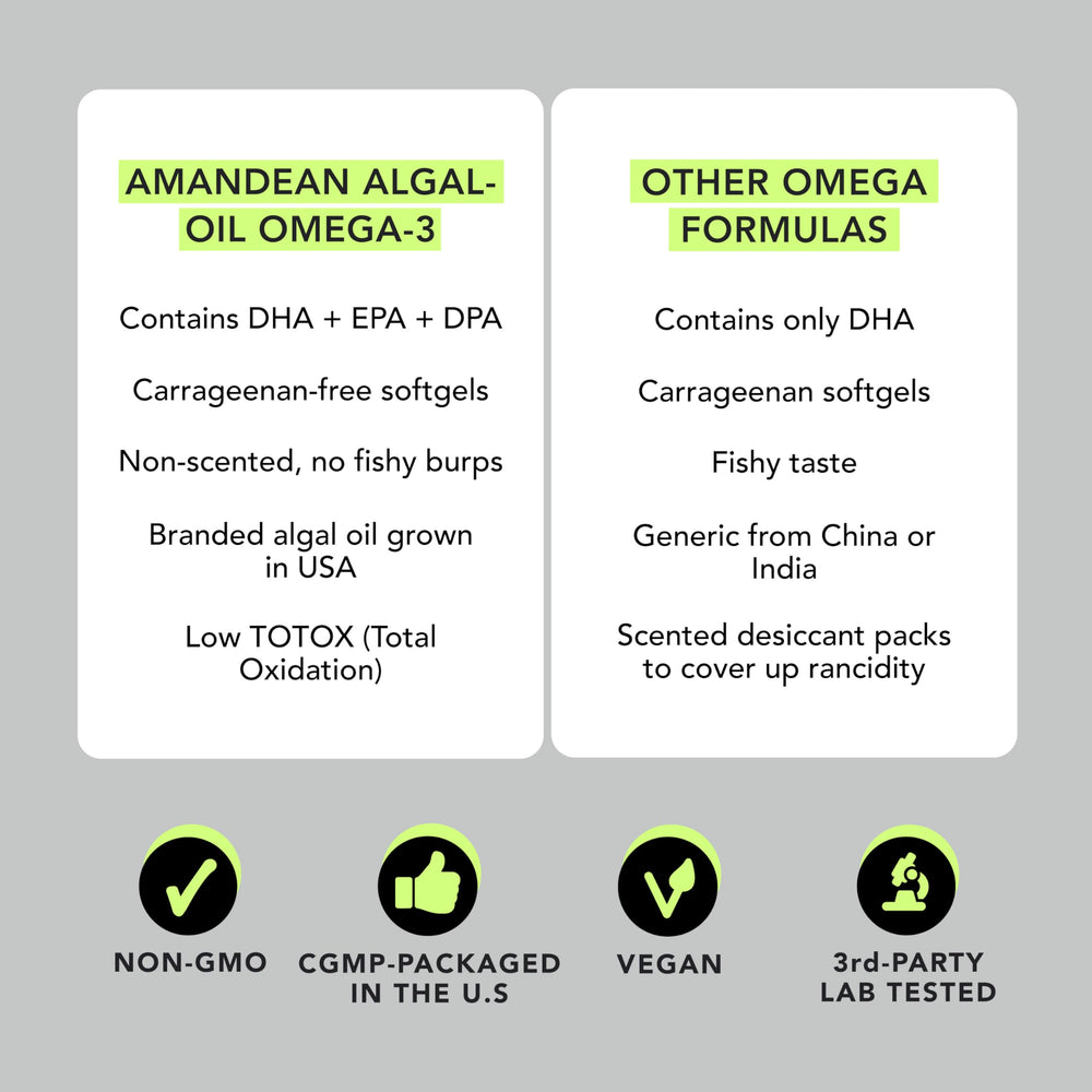 AMANDEAN USA-grown algae badge signaling sustainable, high-quality omega-3