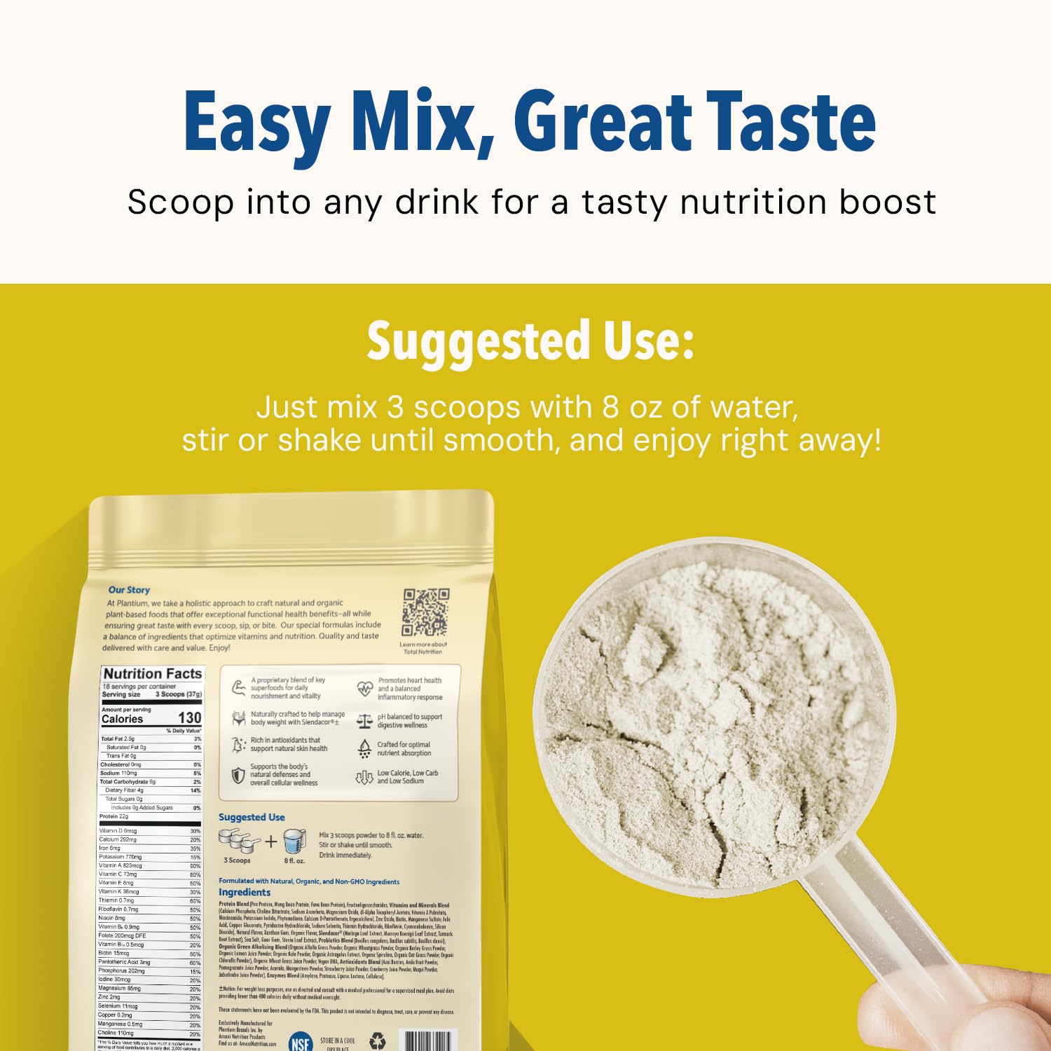 AMAXI Plantium digestive support label highlights probiotics and enzymes