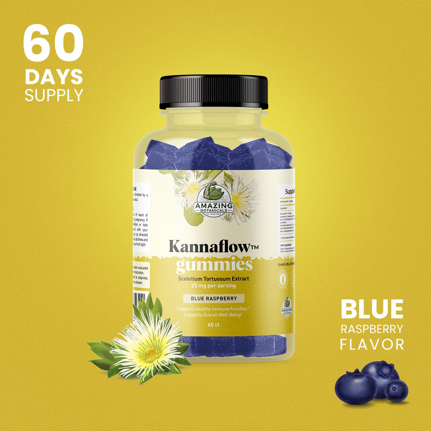 Amazing Botanicals Kannaflow gummy close-up emphasizing texture and mood-boosting potential.
