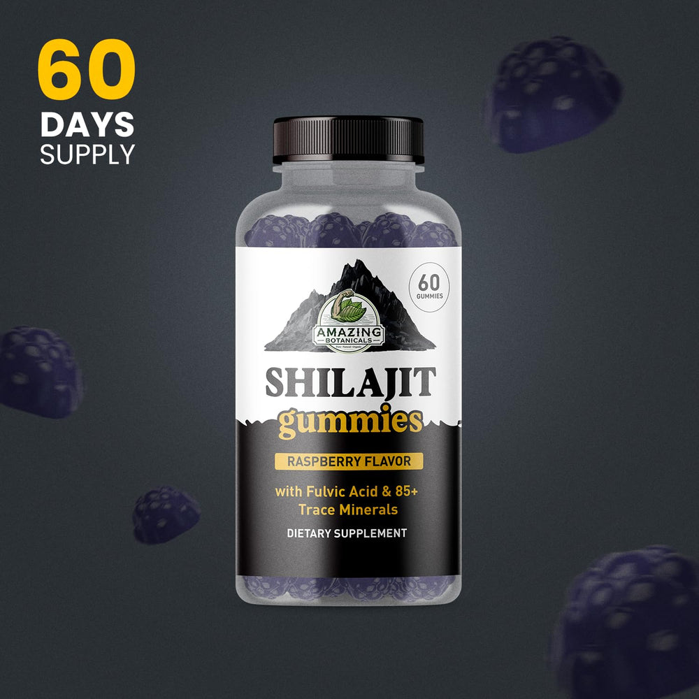 Shilajit Gummies bottle back with ingredient details and serving information