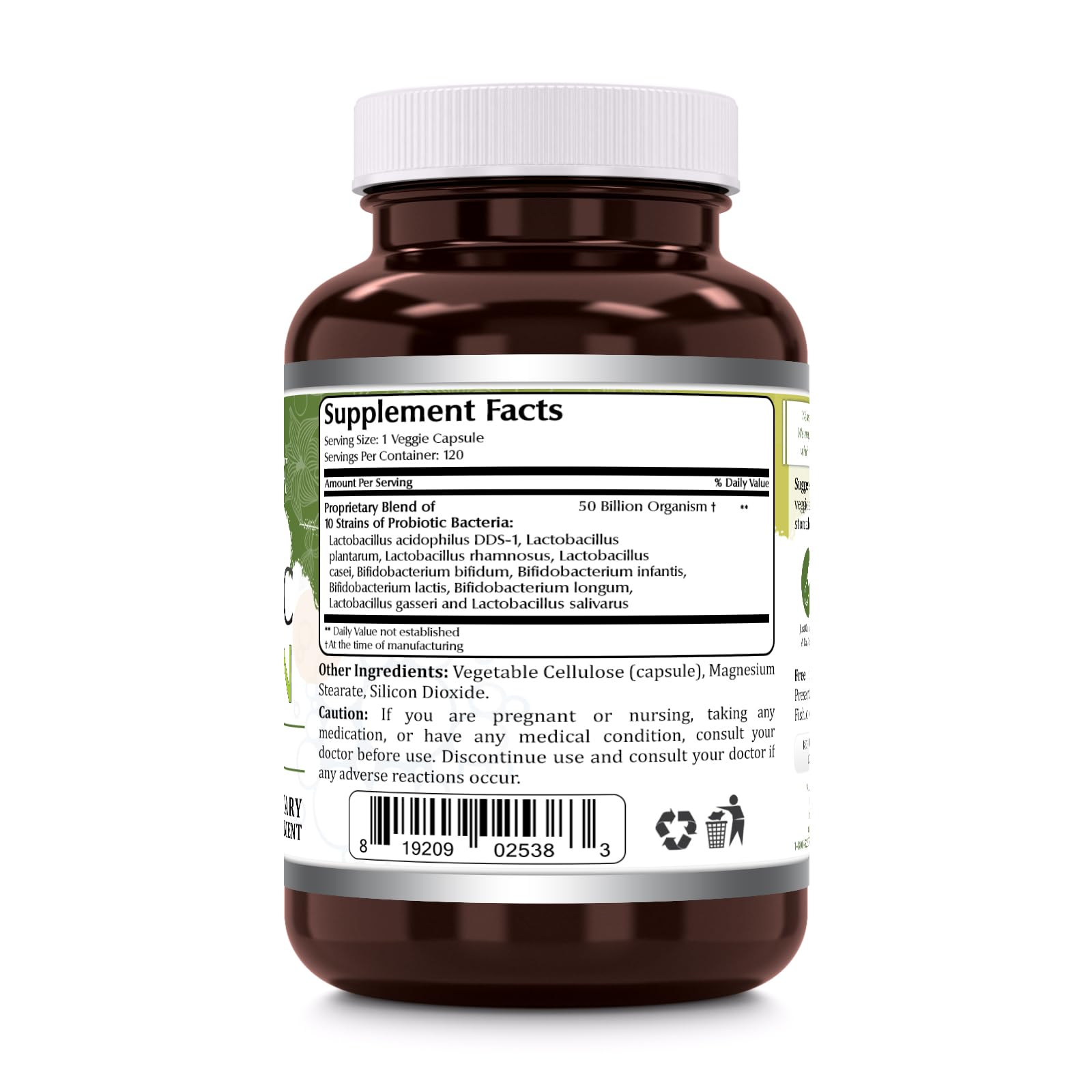 Amazing Flora probiotic capsules close-up for easy daily use.