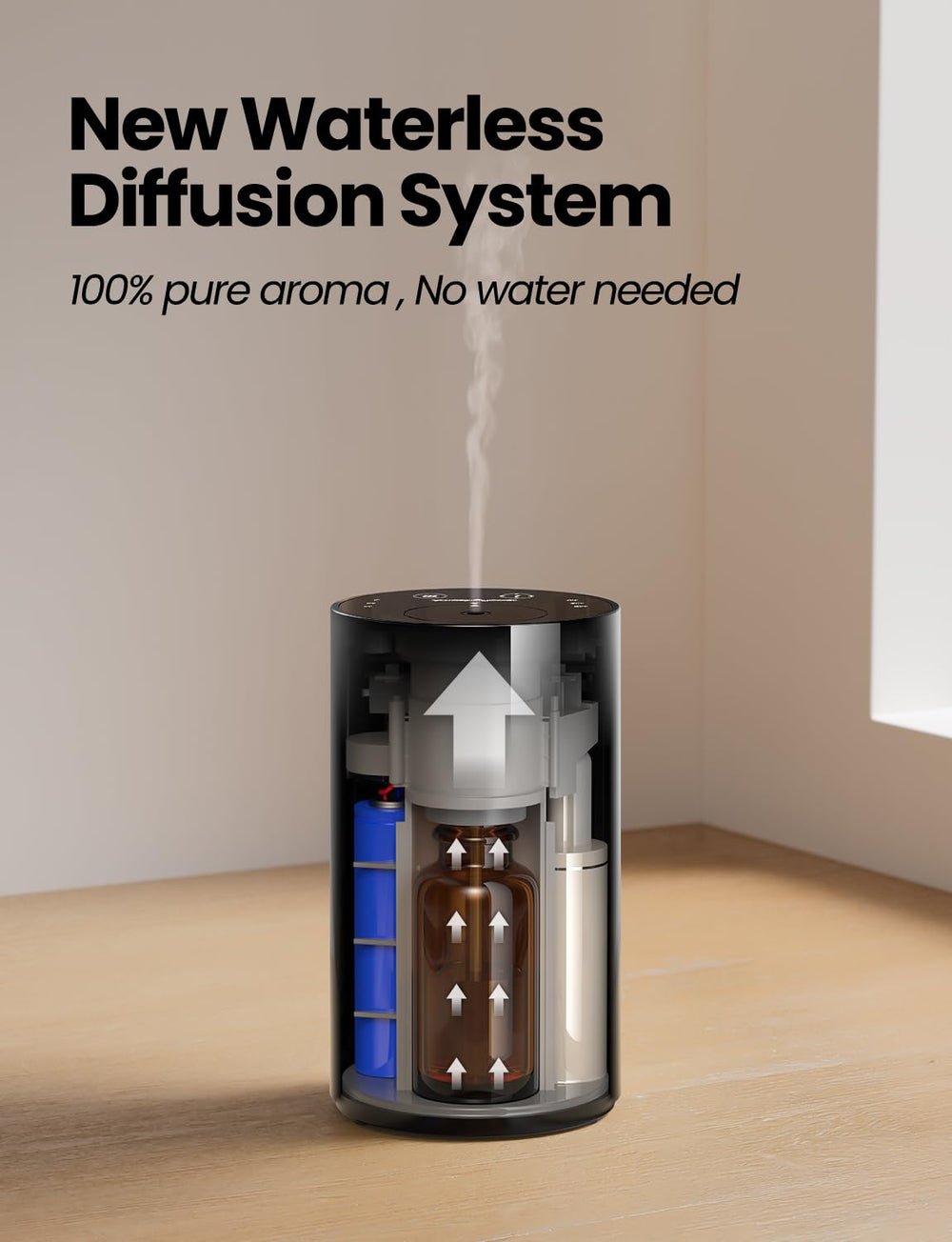 AMAZING FLOWER diffuser showing 3 mist levels for customized aroma