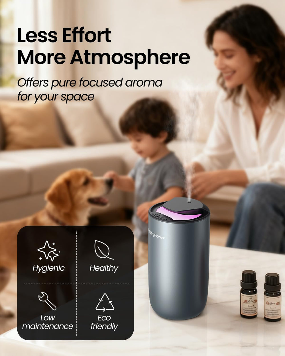 AMAZING FLOWER diffuser USB-C charging for quick recharges