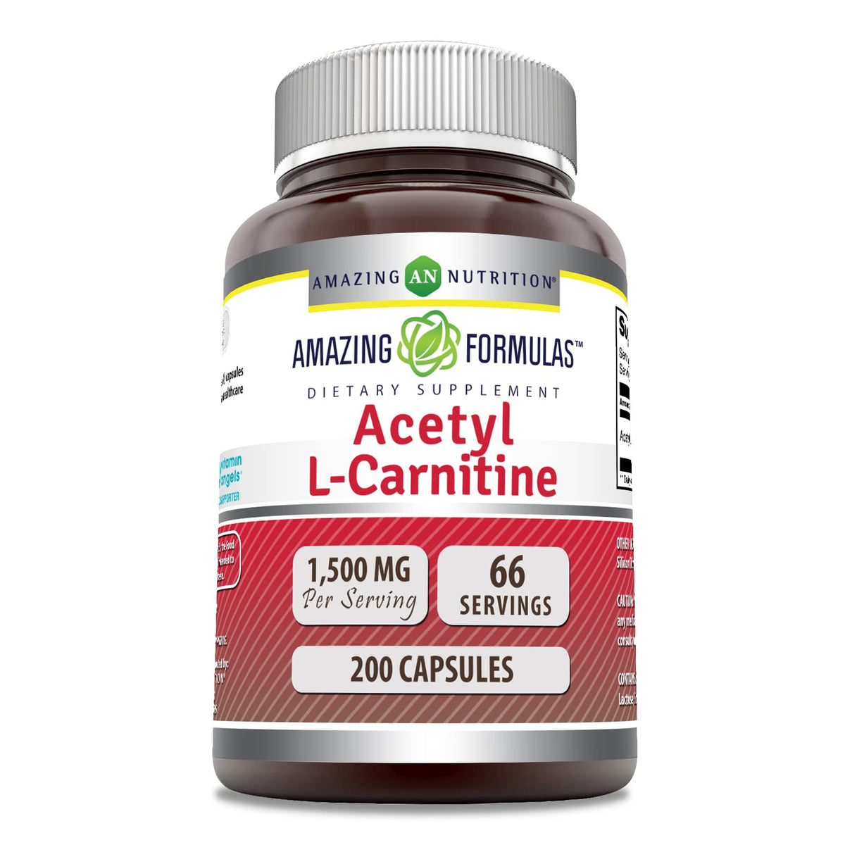 Amazing Formulas Acetyl-L-Carnitine 1500mg bottle showing premium daily energy support (visual).